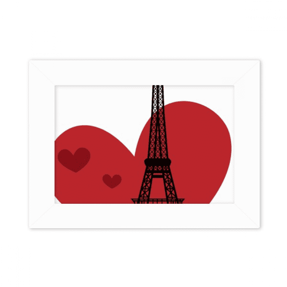Love Heart Eiffel Tower France Landmark Photo Mount Frame Picture Art Painting Desktop 5x7 inch