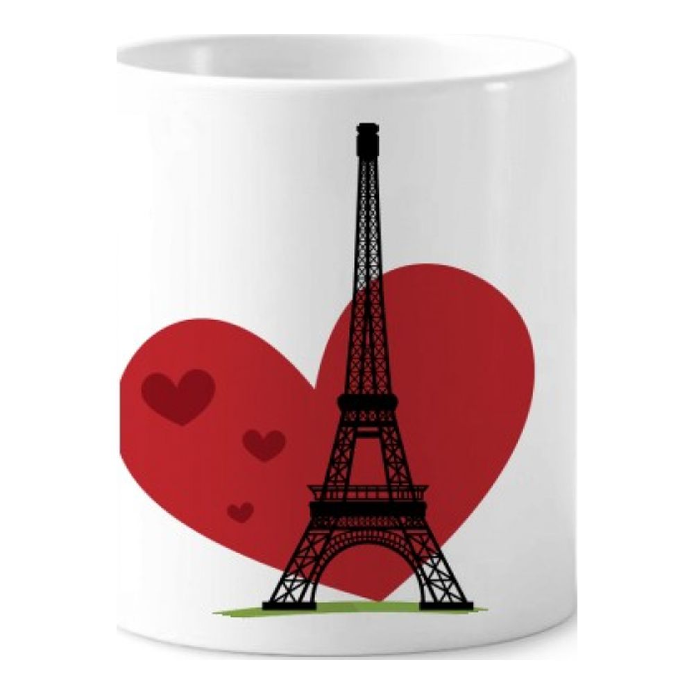 Love Heart Eiffel Tower France Landmark Toothbrush Pen Holder Mug Cerac Stand Pencil Cup