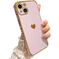 thumbnail image 1 of Love Heart Electroplated Nice Soft Slim TPU Case for Women Girls Compatible with iPhone Case (Purple,iPhone 13), 1 of 10