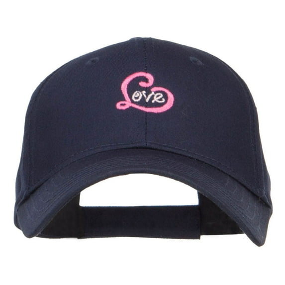 Love Heart Embroidered Cotton Cap - Navy OSFM