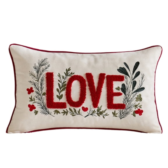 Love Heart Embroidered Valentine's Day Pillowcase, Decorative Throw Pillow Cover For Bedroom Living Room Sofa, 1Pc Embroidered Floral Love Design Pillowcase For & Teenager