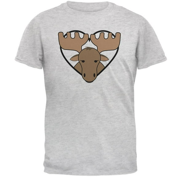 Love Heart Emerging Moose Mens T Shirt Light Heather Grey LG