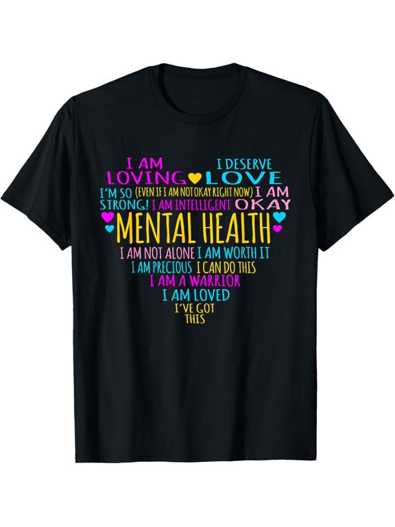 Love Heart Facts Mental Health Awareness Supporter Graphic T-Shirt men and women can wear, black, white, gifts