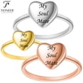 thumbnail image 1 of Love Heart Flat Top Stainless Steel Cute Classy Dainty Promise Ring w/ FREE Engraving, 1 of 4