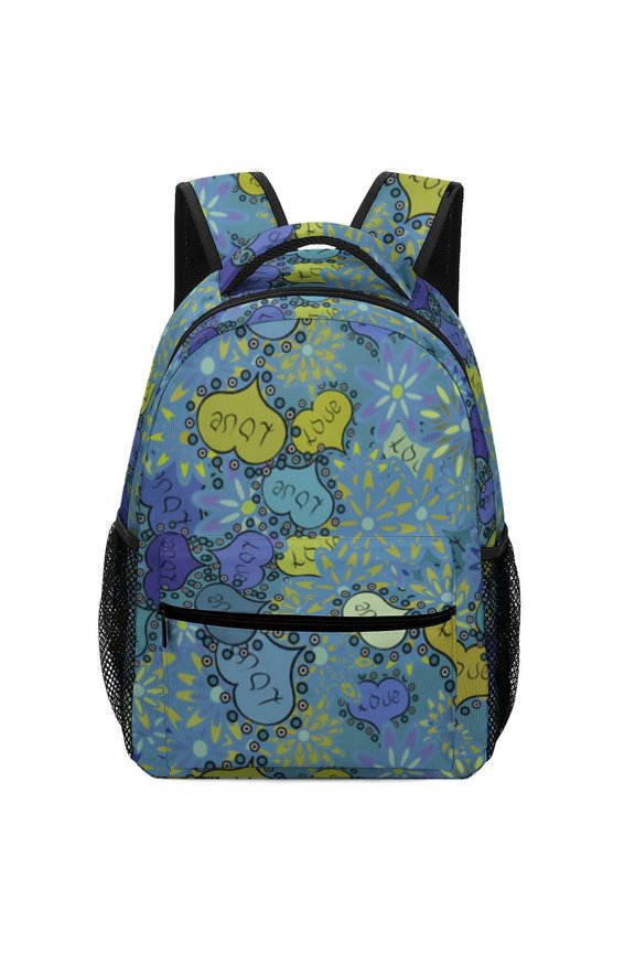 Love Heart Floral Oxford Backpack Waterproof Handheld Design Casual Daily Travel