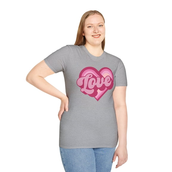 Love Heart, Gildan Unisex Softstyle T-Shirt, Retro Heart Graphic Tee, S-3XL