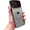 thumbnail image 1 of Love Heart Glitter Bling Large Window Gradient Electroplated Clear Case for Women Girls Compatible with iPhone Case (Black,iPhone 14 Pro Max), 1 of 8