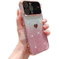 thumbnail image 1 of Love Heart Glitter Bling Large Window Gradient Electroplated Clear Case for Women Girls Compatible with iPhone Case (Pink,iPhone 15 Pro Max), 1 of 7