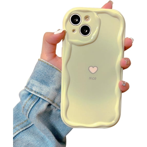Love Heart Gradient Curly Wave TPU Case Compatible with iPhone Case (Green,iPhone 11 Pro)