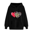 thumbnail image 1 of Love Heart Hooded Sweatshirts for Women Valentines Day Oversized Long Sleeve Pullover Hoodie Shirts, 1 of 5