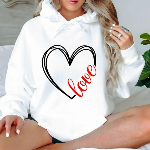Love Heart Hoodie, Valentines Day Matching Hoodie, Birthday Gift for Mom, Girlfriend Hoodie, Cute Woman Hoodie,Anniversary Gifts,Couple All Size S-5XL