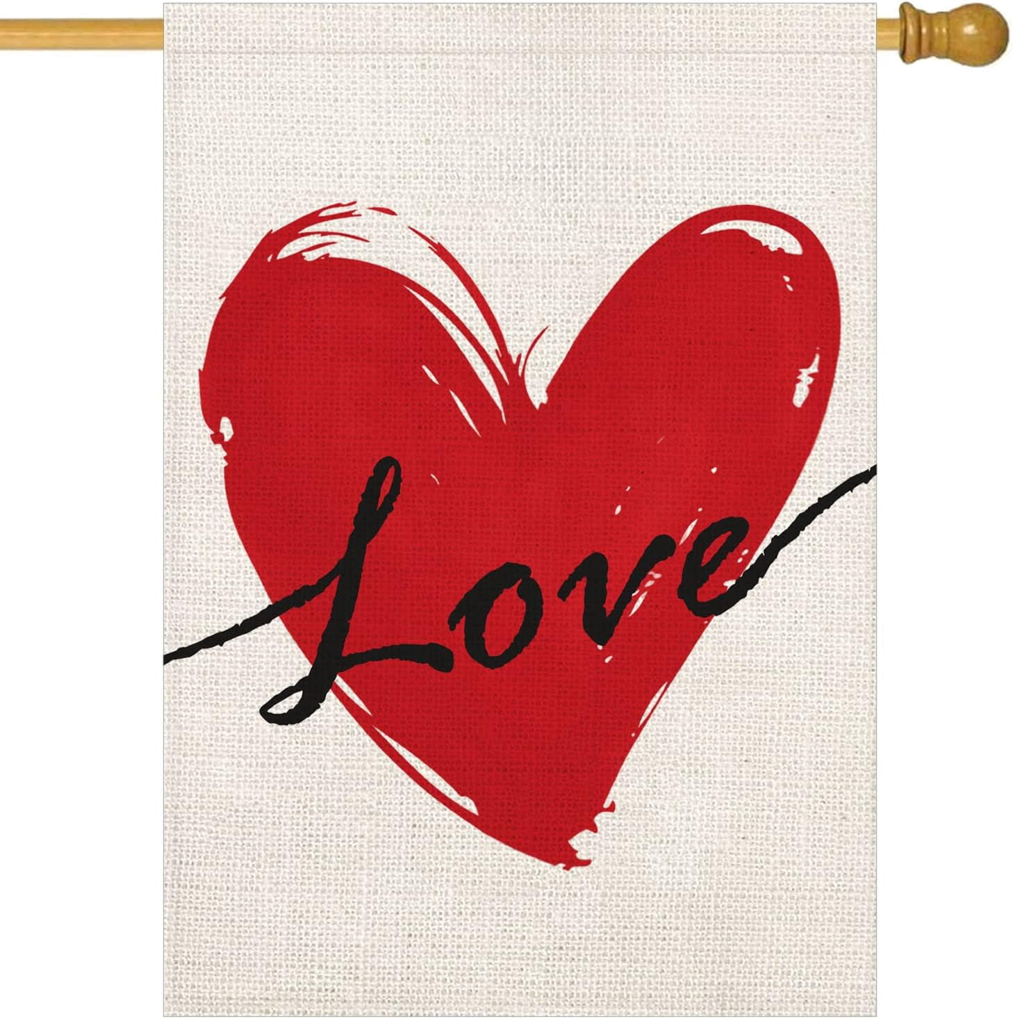Love Heart House Flag 28x40 Inch Double Sided Valentine''s Day Holiday Mother''s Day Anniversary Wedding Red Black Farmhouse Outdoor Decoration Garden Yard Flags Lawn