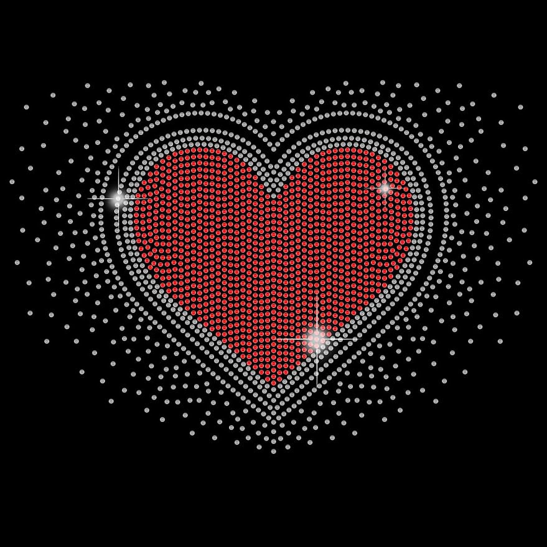 Love Heart Iron on Rhinestone Heat Transfer Crystal Decor Red Hearts ...