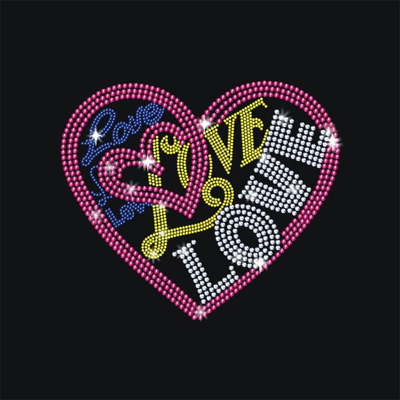 Love Heart Iron on Rhinestones Transfer 11.7x8.3 Inch Heat Transfer Decal Bling Decals Heat Transfer Patch Clothing Repair Applique