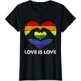 thumbnail image 1 of Love Heart Lesbian Pride LGBT LGBTQ Rainbow Flag Gift T-Shirt, 1 of 3