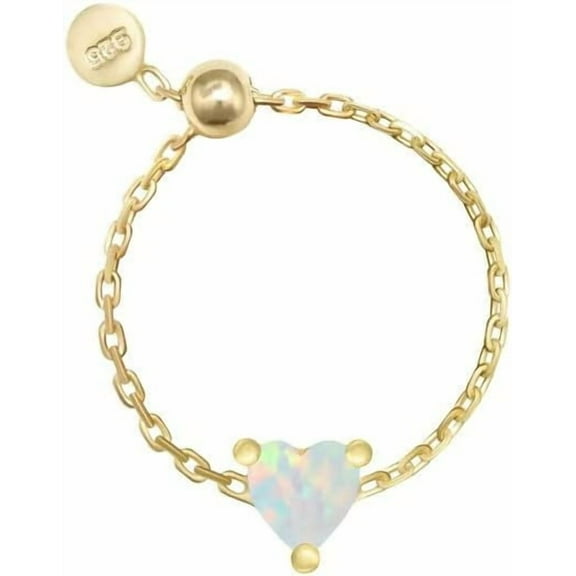 Love Heart Link Chain Ring for Women 925 Sterling Silver Pink Green Diamond CZ Crystal Heart Finger Band Promise Engagement Rings Statement Ring Dangle Coin Adjustable