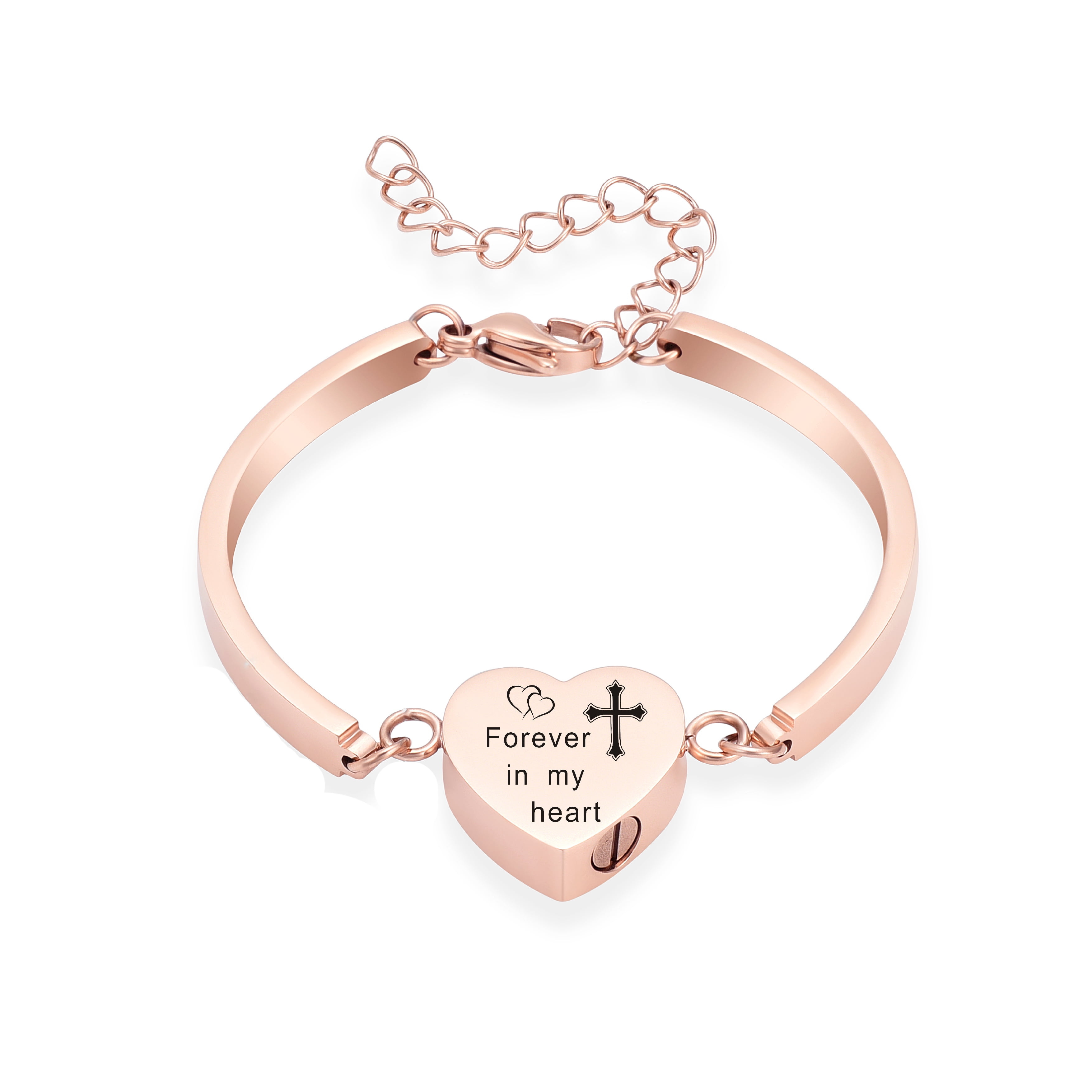 Love Heart Locket Bangle Bracelet Keepsake Cremation Jewelry for Ashes