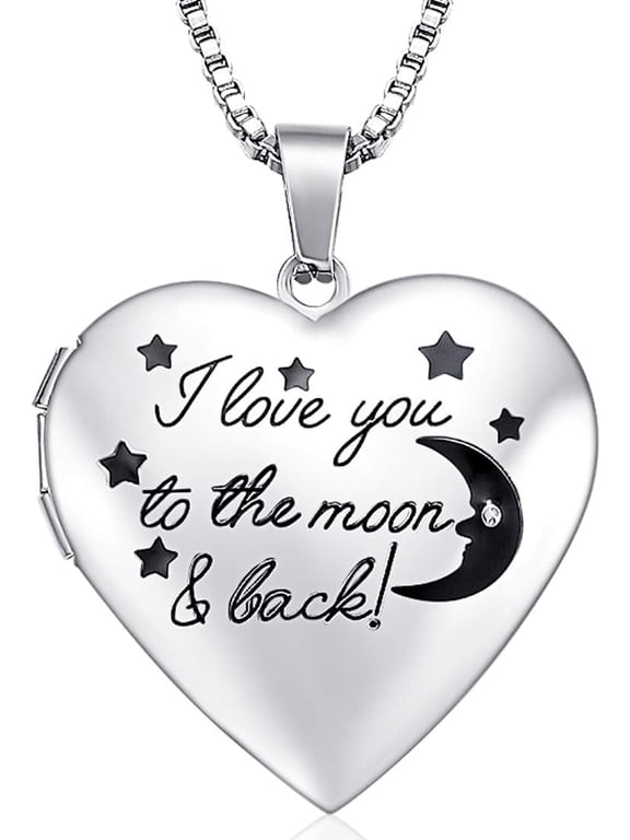 Love Heart Locket Necklace That Holds Pictures, Initial Alphabet A-Z Photo Lockets