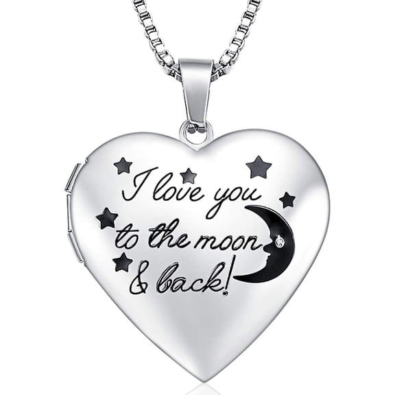 Love Heart Locket Necklace That Holds Pictures, Initial Alphabet A-Z Photo Lockets