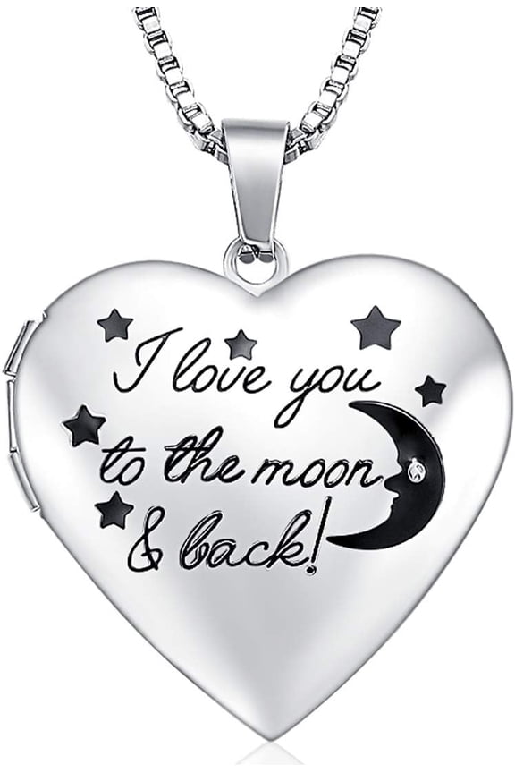 Love Heart Locket Necklace That Holds Pictures, Initial Alphabet A-Z Photo Lockets