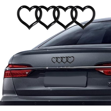 Love Heart Logo Rear Trunk Emblem, 3D Badge Decal Sticker, Car Accessories Exterior Decoration, Car Replacement 3D Sticker Fit for Audi A3 A4 A5 A6 A8 TT R8 Q3 Q5 Q7 (Bright Black) Bright b