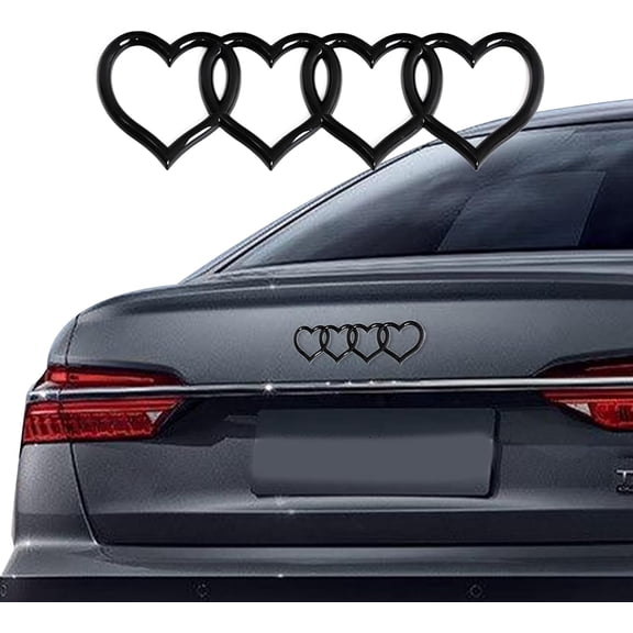 Love Heart Logo Rear Trunk Emblem, 3D Badge Decal Sticker, Car Accessories Exterior Decoration, Car Replacement 3D Sticker Fit for Audi A3 A4 A5 A6 A8 TT R8 Q3 Q5 Q7 (Bright Black) Bright b