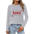 thumbnail image 1 of Love Heart Long Sleeve Shirts for Women Valentines Day T-Shirts Casual Fashion Tunic Basic Tee Tops, 1 of 4
