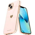 thumbnail image 1 of Love-Heart Luxury Case for Apple iPhone 14 Heart Case, Cute Design Shiny Bling Cover, Soft TPU Slim Shockproof Protective Case for Apple iPhone 14 for Women Girls, Rose, 1 of 7