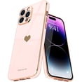 thumbnail image 1 of Entronix Love Heart Case Compatible with iPhone 14 Pro, Glossy Cute Cover, Rose, 1 of 8