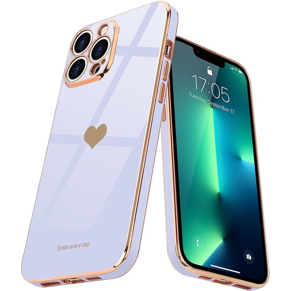 Entronix 3-in-1 Love Heart Case iPhone 14 Pro Max with Screen Protector, Purple