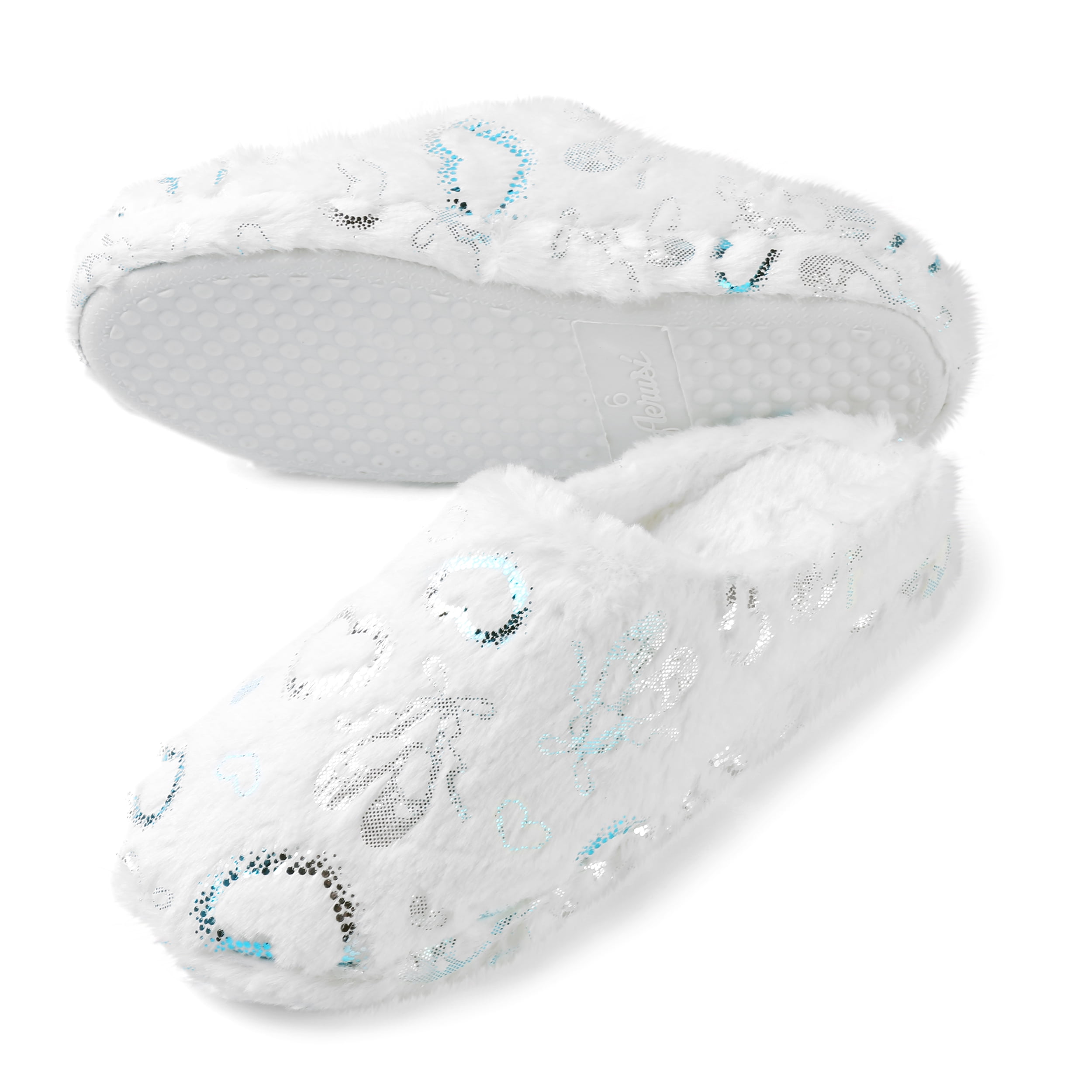 Love Heart Memory Foam Slip-On Indoor Spa Slippers for Women – Plush, Cozy, Non-Slip Sole, Heart Design
