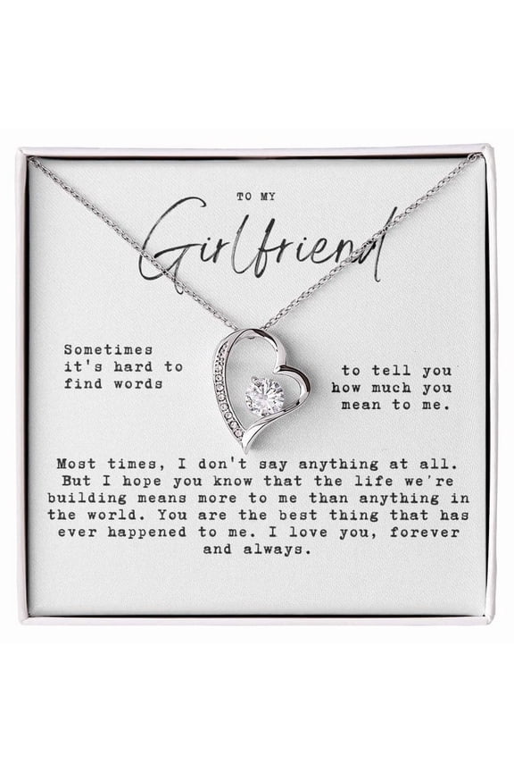 Love Heart Necklace Gift for Girlfriend, One Year Anniversary Gift for Girlfriend, Valentines Day Gift To My Girlfriend, Girlfriend Birthday Gift