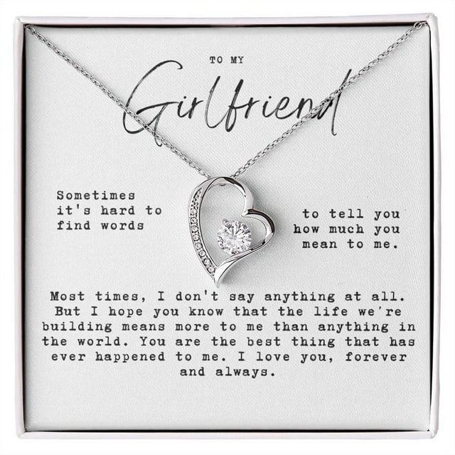 Love Heart Necklace Gift for Girlfriend, One Year Anniversary Gift for Girlfriend, Valentines Day Gift To My Girlfriend, Girlfriend Birthday Gift