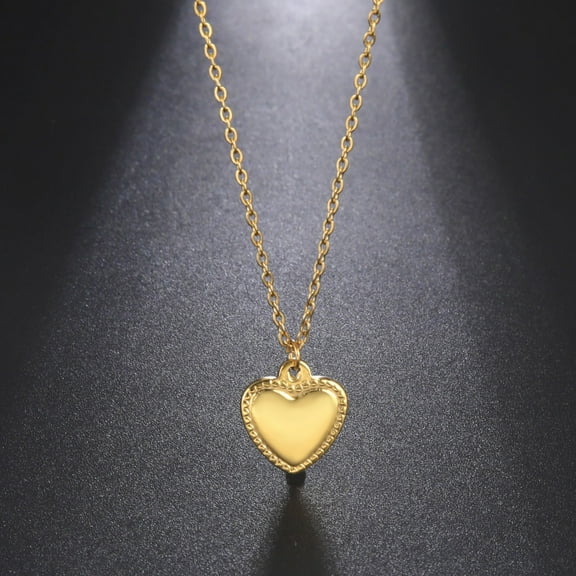 Love Heart Necklace for Women 14K Yellow Gold Choker Trend Fashion Minimalist Party Jewelry Gift New