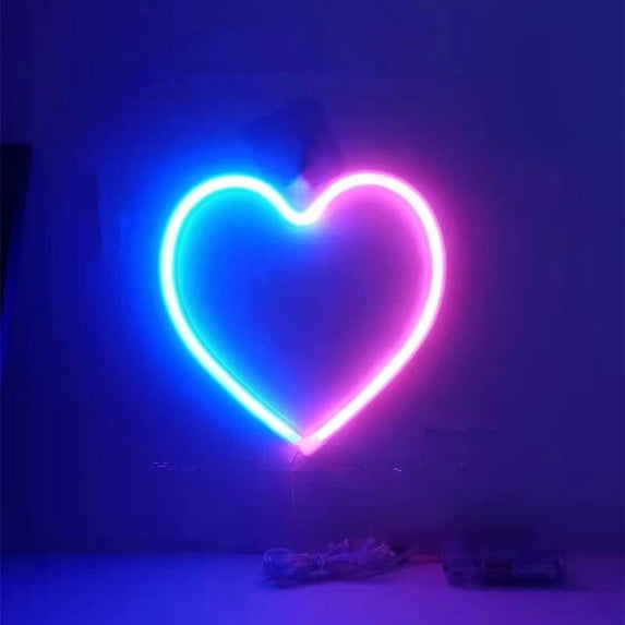 Love Heart Neon Light, Night Lights Heart Shaped Neon Signs with USB Powered/LEDDecor Light, Wall Decor for Christmas,Birthday Party, Room Decorate