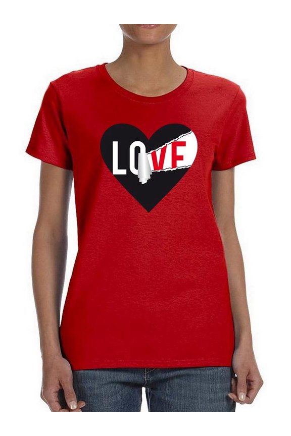 Love Heart Paper Scratch Art Shaped T-Shirt Women -Image by Shutterstock, Female Large