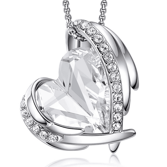 Love Heart Pendant Necklaces for Women Silver Tone Rose Gold Tone Crystals Birthstone Jewelry Gifts for Women