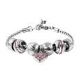 thumbnail image 1 of Love Heart Pink Crystal Bracelet for Women Jewelry Charm Jewelry Stainless Steel Size 7-8" Birthday Gifts for Women, 1 of 6