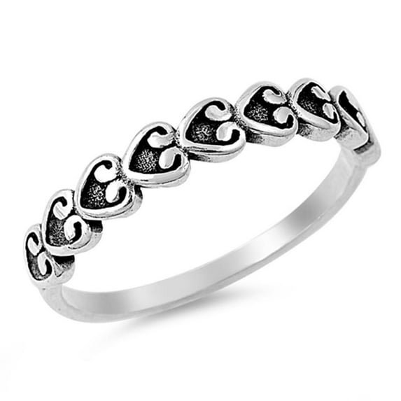 Love Heart Promise Ring .925 Sterling Silver Band Jewelry Female Male Unisex Size 8
