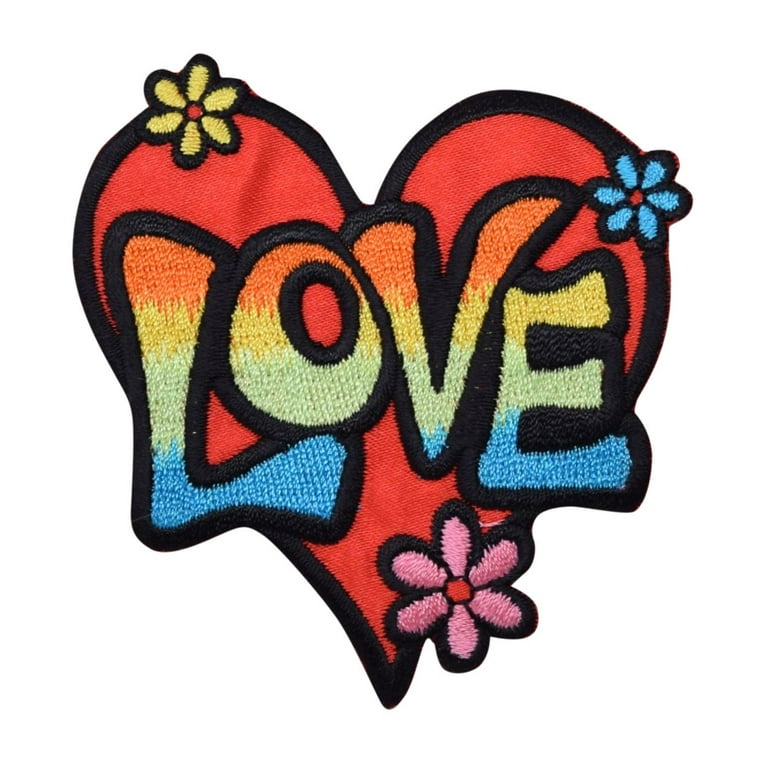 Love Heart - Red/Multicolor - Iron on Applique/Embroidered