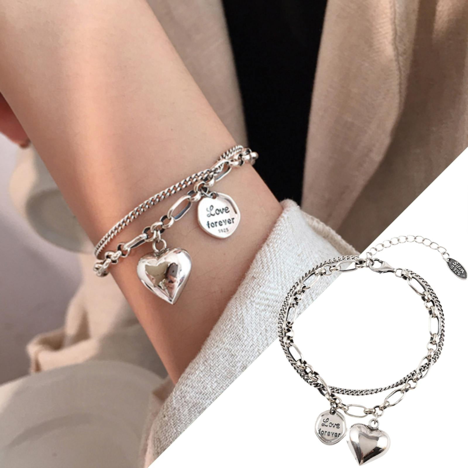 ★TATIANA★ (Silver 925) Mini Heart Clear Beads Bracelet BR1 Suzy Levian Sterling Silver Sapphire & Diamond Heart Station