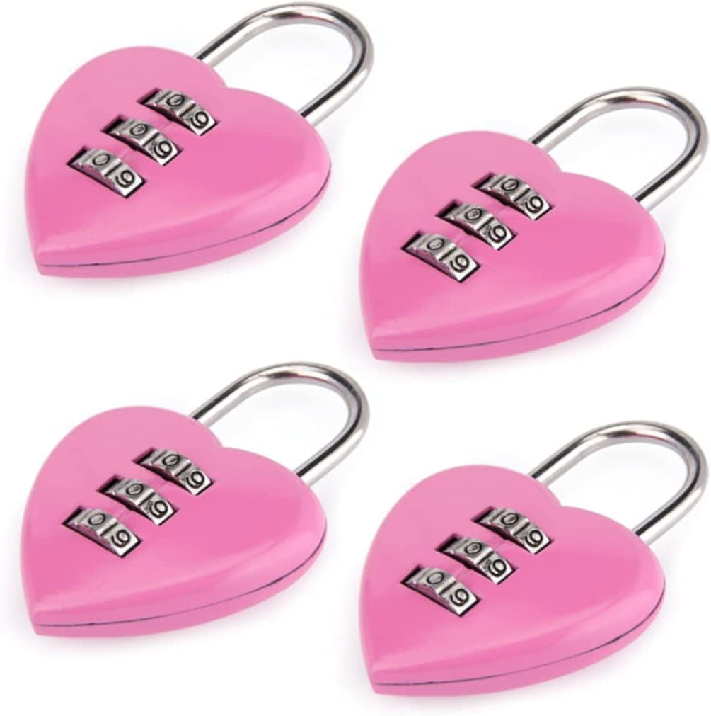 Love Heart Shape Combination Padlock for Girls Women. Mini 3Digit