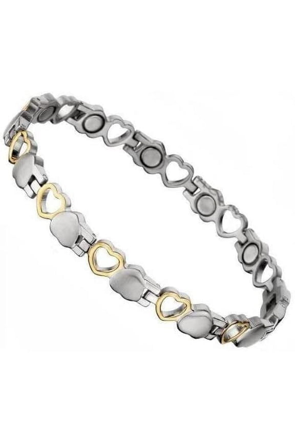 Love Heart Shape TITANIUM Power Energy Therapy BRACELET With Strong Magnet Stones (LINK REMOVAL TOOL INCLUDED)- 160BR