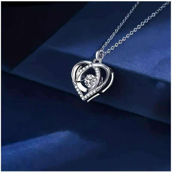 Love Heart Shaped Diamond Zirconia Pendant Necklace - Dainty Heart Jewelry for Women's - Perfect Gift for Anniversary, Birthday, Holiday and Christmas Gift