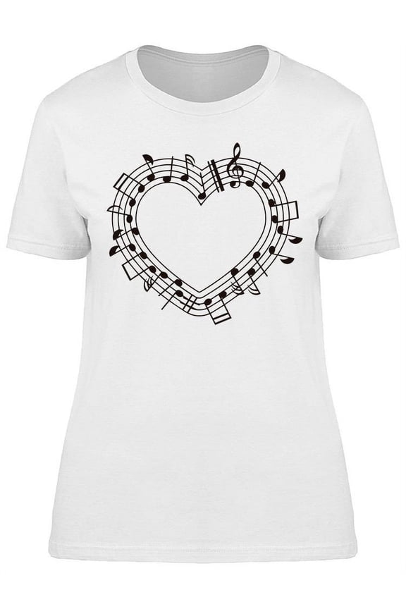 Love Heart Shaped Music Notes T-Shirt Women -Image by Shutterstock, Female Large