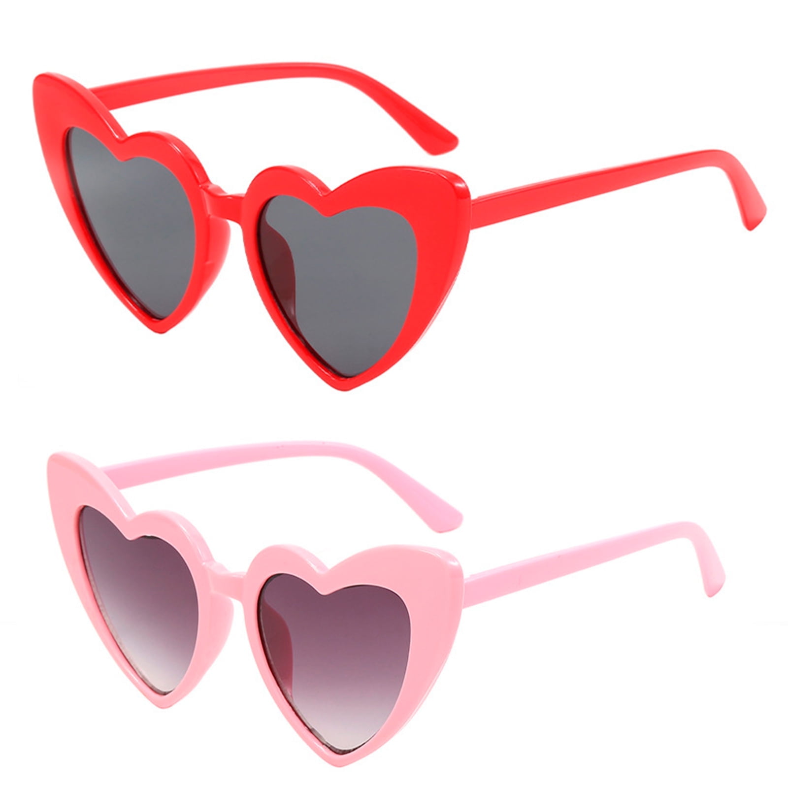 Fansbe Heart Shaped Sunglasses for Women, Vintage Cat Eye Style Glasses UV Protection Red+Pale Pink