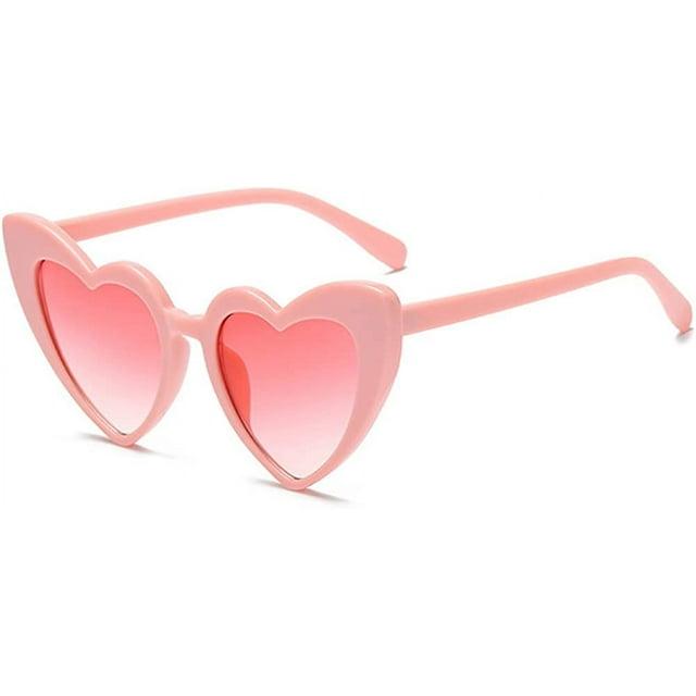 Love Heart Shaped Sunglasses for Women - Vintage Cat Eye Mod Style Retro Glasses as Birthday Gifts