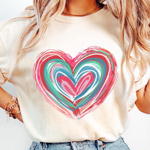 Love Heart Shirt Retro Love Pink Hearts Love Graphic Tee Unisex Soft BLACK S-5XL