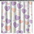 thumbnail image 1 of Love Heart Shower Curtain for Bathroom Valentine''s Day Purple Pink Hearts Shape Geometry Abstract Pattern 70x70 inches Polyester Fabric Bath Decorative Curtain, 1 of 5