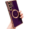 thumbnail image 1 of Love Heart Solid Color Plating  [Compatible with MagSafe Wireless Charging] TPU Case Compatible with Samsung Galaxy Case (Galaxy S24 Ultra,Dark Purple), 1 of 7